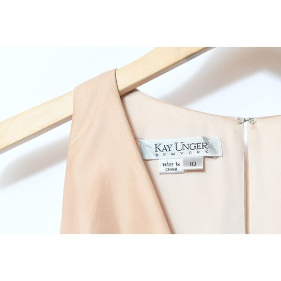 Kay Unger New York 100% Silk Gold Dress Size 10 Sleeveless Cocktail Wedding - Picture 6 of 15